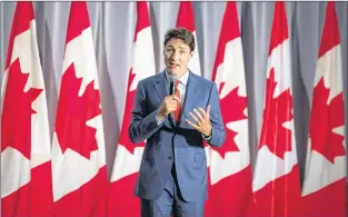  ?? CP PHOTO ?? Prime Minister Justin Trudeau addresses supporters at a Liberal Party fundraiser in Surrey, B.C., on Tuesday.