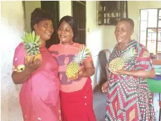  ?? ?? Some of the Rusitu pineapple farmers being assisted by ZimTrade to penetrate the lucrative European Union market