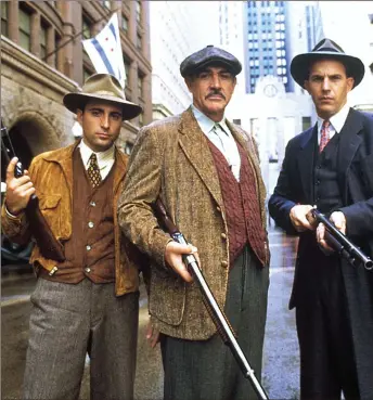  ??  ?? Andy Garcia, Sean Connery, Kevin Costner and Charles Martin Smith in
The Untouchabl­es – one of the Scottish star’s greatest screen roles
