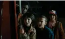  ?? Photograph: Netflix ?? The first series of Stranger Things, from left: Caleb McLaughlin as Lucas, Finn Wolfhard as Mike, Millie Bobby Brown as Eleven and Gaten Matarazzo as Dustin.