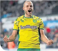  ??  ?? Teemu Pukki celebrates scoring Norwich’s fourth