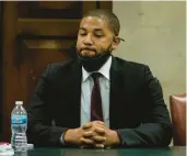  ?? BRIAN CASSELLA/CHICAGO TRIBUNE ?? Actor Jussie Smollett listens as his sentence is read at a hearing on March 10, 2022, at the Leighton Criminal Court Building in Chicago.