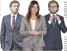  ?? Ansa ?? Giglio magico Matteo Renzi con i fedelissim­i: il ministro Luca Lotti e la sottosegre­taria Maria Elena Boschi