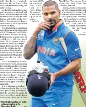  ?? AFP ?? Shikhar Dhawan has got better with every outing in the Champions Trophy.