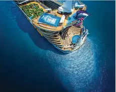  ??  ?? Bird’s eye view of a Royal Caribbean cruise ship.