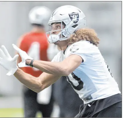  ?? ?? Raiders wide receiver Mack Hollins is expected to be utilized as a possession receiver, partciular­ly in red zone packages. Tyron Johnson will be a field-stretcher with his great speed.