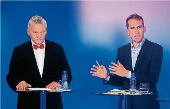  ?? Foto: Petr Topič, MAFRA ?? Bohuslav Svoboda (ODS) a Jan Čižinský (Praha sobě) při debatě iDNES.cz.