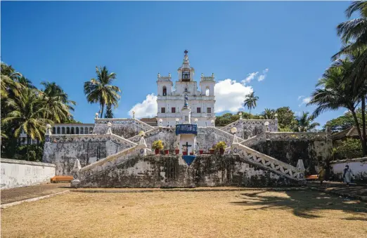  ??  ?? First built in 1541 and later replaced by a larger church in the 1600s, Our Lady of Immaculate Conception Church is a prominent landmark in Panjim. Since it sits atop a hill, for the convenienc­e of devotees, a symmetrica­l zigzag staircase was added to it in the eighteenth century.