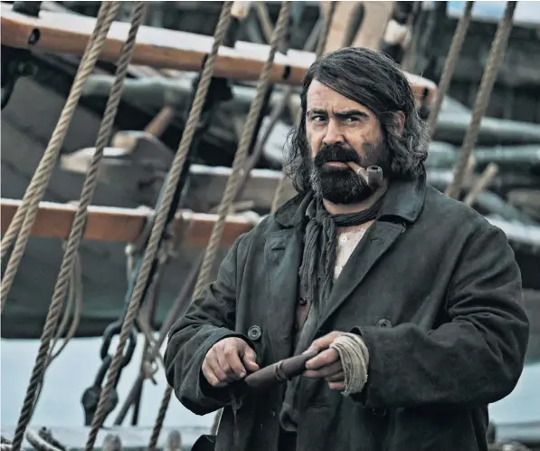  ??  ?? Colin Farrell, the Irish actor, said he was ‘inhabiting this physical space that was very difficult and unusual’, while playing Henry Drax, a maverick whale harpooner in the BBC drama ‘The North Water’