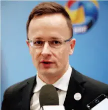  ??  ?? May 14, 2017: Hungarian Minister of Foreign Affairs and Trade Péter Szijjártó is interviewe­d by the media during the Belt and Road Forum for Internatio­nal Cooperatio­n. by Liu Haile