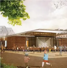  ?? FOTO: OTTEN ARCHITEKTE­N ?? Die geplante Markthalle in Mönchengla­dbach: Mit luftiger Bebauung soll der Kapuzinerp­latz belebt werden.