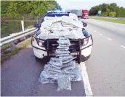  ?? TENNESSEE HIGHWAY PATROL PHOTO ?? The Tennessee Highway Patrol seized 100 pounds of marijuana after stopping a man who was driving through Tennessee from Colorado to Miami.