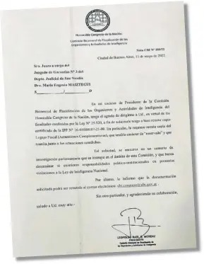  ?? ?? Facsímil. Moreau requirió un legajo secreto del caso a camioneros.