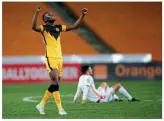  ??  ?? Underdogs…Kaizer Chiefs’ Eric Mathoho celebrates his team’s semi-final victory