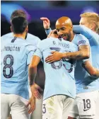  ??  ?? City celebrate their sixth goal