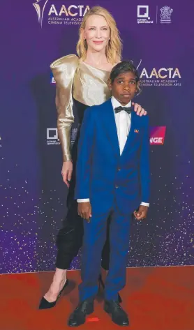  ?? Picture: Glenn Campbell ?? Cate Blanchett and The New Boy co-star Aswan Reid arrives on the red carpet at the 2024 AACTA Awards at HOTA on the Gold Coast.