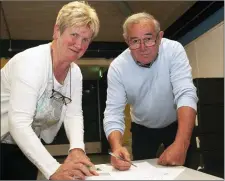  ??  ?? Elizabeth Power and Michael Condren signing the petition.