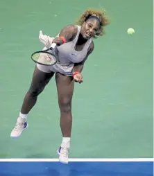  ?? Matthew Stockman, Getty Images ?? Serena Williams serves to Margarita Gasparyan of Russia during her second- round match Thursday on Day Four of the 2020 U. S. Open in New York.