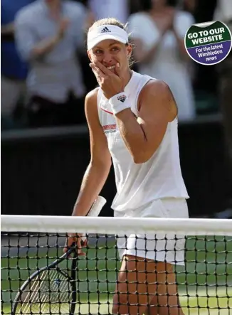  ?? Photo: Ben Curtis ?? TEARS OF JOY: Angelique Kerber reacts after defeating Serena Williams in the women’s singles final at Wimbledon.