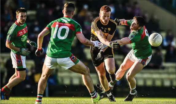  ?? Johnny Buckley in action against Keelan Sexton of Kilmurry-Ibrickane during the Munster Club SFC semi-final at Lewis Road, Killarney. ??
