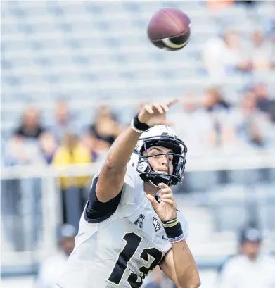  ?? ORLANDO SENTINEL WILLIE J. ALLEN JR./ ?? Mikey Keene had 21 completion­s in 28 attempts for 282 yards with 3 TDs and 1 INT in UCF’s spring game on Saturday.