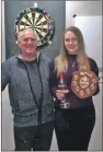  ??  ?? Donald Stewart and ladies’ winner Abigail Muir at the Ailsa Bar.