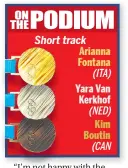  ??  ?? THEPODIUM ON
Short track
Arianna Fontana
(ITA)
Yara Van Kerkhof
(NED)
Kim Boutin
(CAN