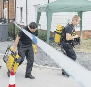  ?? PICTURE: SWNS ?? 0 Fire services arrive at the home of Charlie Rowley and Dawn Sturgess