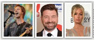  ??  ?? From left, Chesney Hawkes, Nick Knowles and Paris Hilton are some of the stars who have praised Terry’s efforts as a mental health ambassador.