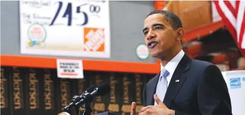  ?? —AP ?? In this Dec 15, 2009, file photo, President Barack Obama speaks during a visit to Home Depot in Alexandria, Virginia.