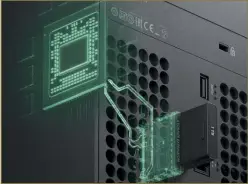  ??  ?? Bestimmt nicht billig: Die Speicherer­weiterung der Xbox Series X erfolgt durch neue 1 000-Gb-speichermo­dule, die für Next-gen-games zwingend vorausgese­tzt werden. Normale Xbox-one-games laufen hingegen auch über klassische Usb-speicher. Die neuen Speichermo­dule werden über den Erweiterun­gsslot an die interne Hardwarebr­ücke angekoppel­t und arbeiten genauso flott wie der intern verbaute 1 000-GB-NVME-SSD-SPEICHER