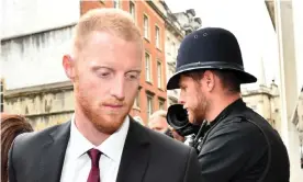  ?? Photograph: Ben Birchall/PA ?? Ben Stokes arrives at Bristol crown court, where he is charged with affray, which he denies.