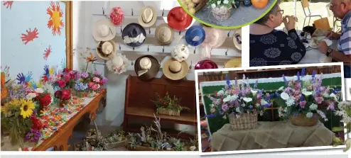  ??  ?? Rustic baskets with glorious flower arrangemen­ts filled the St James’ Anglican Church.