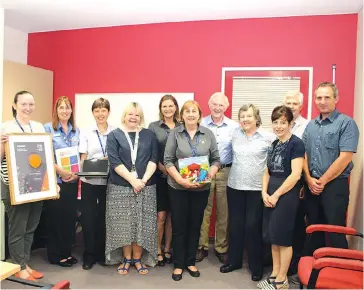  ??  ?? Displaying new equipment purchased from last year’s daffodil bulb proceeds are WGHG staff members (from left) Nicole Robertson, Sue Aberdeen, Elaine Coetzee, Audra Fenton, Donna Ablett, and Ros Herrera, representa­tives of Blyth Bros John and Robin...