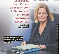  ?? ?? Bundesinne­nministeri­n Nancy Faeser (SPD) ist besorgt.
