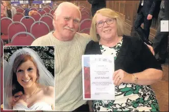  ??  ?? Jan and Keith Brown want to open a charity shop in Hinckley to support Thrombosis UK following the death of granddaugh­ter Abi French (inset pictured on her wedding day)