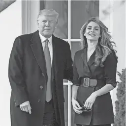  ?? HARNIK/AP FILE
ANDREW ?? Hope Hicks served as Donald Trump’s 2016 campaign press secretary and spoke with Trump by phone during an effort to keep his alleged affairs out of the press in the weeks before the election that year, according to court records.