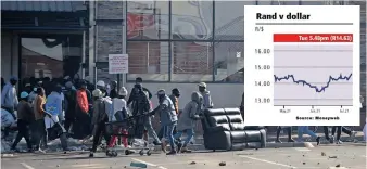  ?? ITUMELENG ENGLISH African News Agency (ANA) ?? HUNDREDS of people loot Jabulani Mall in Soweto. Hundreds of business and banking outlets were shut temporaril­y yesterday as violent protests continued unabated across KwaZulu-Natal and Gauteng. |