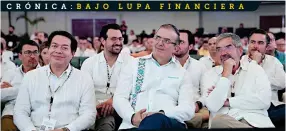  ?? ?? El dirigente de Morena, Mario Delgado, el ex Canciller Marcelo Ebrard y el ex Rector de la UNAM, Juan Ramón de la Fuente, asistieron al evento de los banqueros.