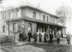  ?? Foto: Sammlung Drexler ?? Dieses Bild aus dem Jahr 1914 zeigt den Bahnhof von Haspelmoor, der entscheide­nd für die Entwicklun­g des Ortes war.