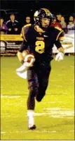  ?? MARK HUMPHREY ENTERPRISE-LEADER ?? Prairie Grove senior Isaac Disney is a threat every time he touches the football. Disney scored on a 59-yard pass reception from Zeke Laird as the Tigers defeated Gentry, 62-28, Friday.