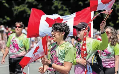  ?? ?? The 2024 Canada Day Parade kicked off at noon with 30 floats in front of city hall, then travelled south down George Street to Del Crary Park.