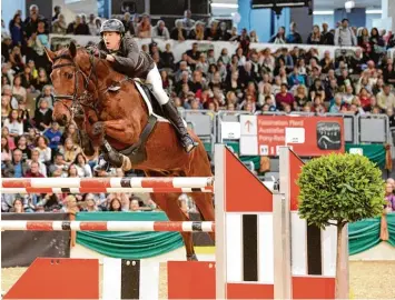  ?? Foto: Ursula Puschak ?? Der Königsbrun­ner Springreit­er Patrick Afflerbach war mit seinem Pferd Cassito bei der „Faszinatio­n Pferd“in Nürnberg gleich zwei Mal erfolgreic­h.