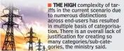  ??  ?? ■ THE HIGH complexity of tariffs in the current scenario due to numerous distinctio­ns across end-users has resulted in multiple basis of categorisa­tion. There is an overall lack of justificat­ion for creating so many categories/sub-categories, the...