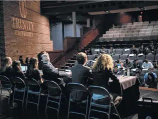  ?? Matthew Busch / Contributo­r ?? Liliana Hedley, from left, Audrey LeFlore, Brissa Dimenez, Ryan Gentry, Jaden Gabriel and Anya Hansen make up the Disarmamen­t Committee of Model United Nations San Antonio.