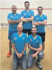  ??  ?? Reverse The Bridge of Allan first team: back row Blair Christie, Andy MacBean and Dougie Kempsell; front row Roddy Campbell and Iain Logan