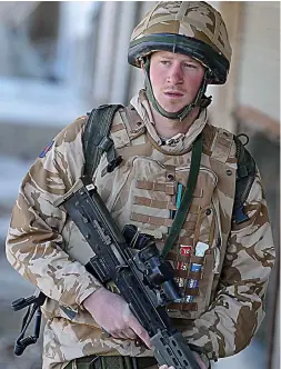  ??  ?? Serving his country: Prince Harry on patrol in Afghanista­n