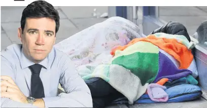  ??  ?? ●●Greater Manchester mayor Andy Burnham (inset) said the oversubscr­iption to the rough sleepers scheme showed how successful it had been