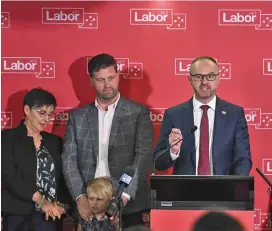  ??  ?? Chief Minister Andrew Barr (right) after Labor’s victory in the ACT elections.