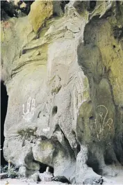  ??  ?? Phraya Nakhon Cave was visited by three Thai kings.
On the north wall of the cave are inscriptio­ns from
two of them. King Rama V’s monogram Jor Por Ror
is on the right, whereas King Rama VII’s monogram
Por Por Ror is on the left.